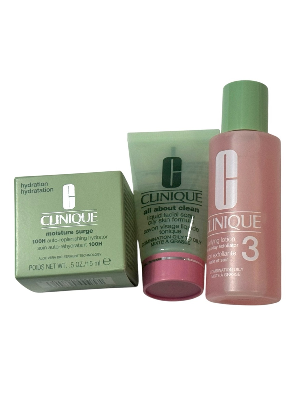 Clinique Set 3 Piece Set Clarifying Lotion Face Soap Moisturizer Oily Skin